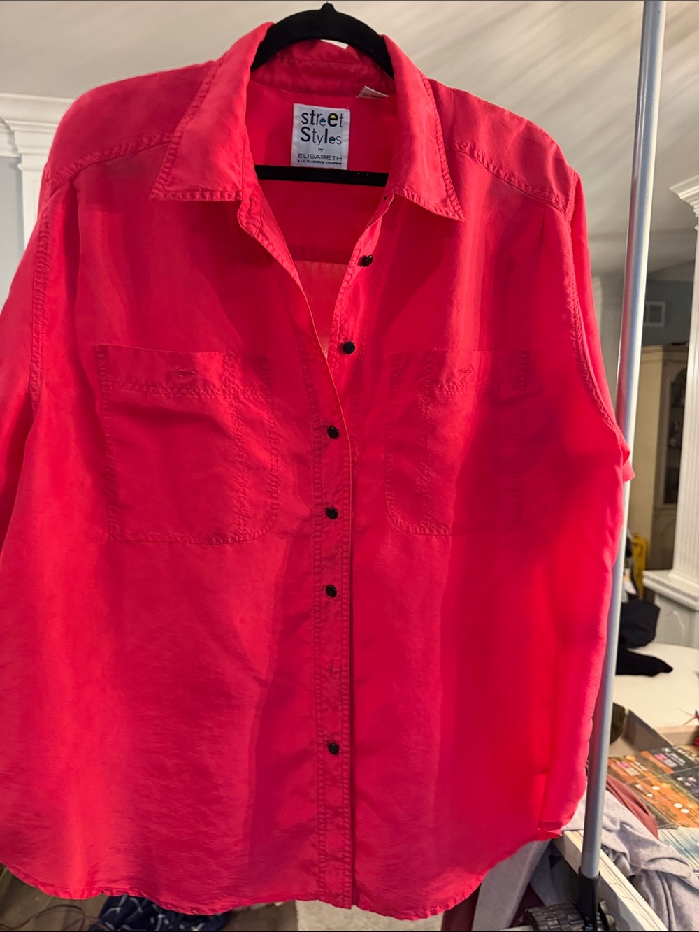 Women's Bright Pink Button-Up Shirt